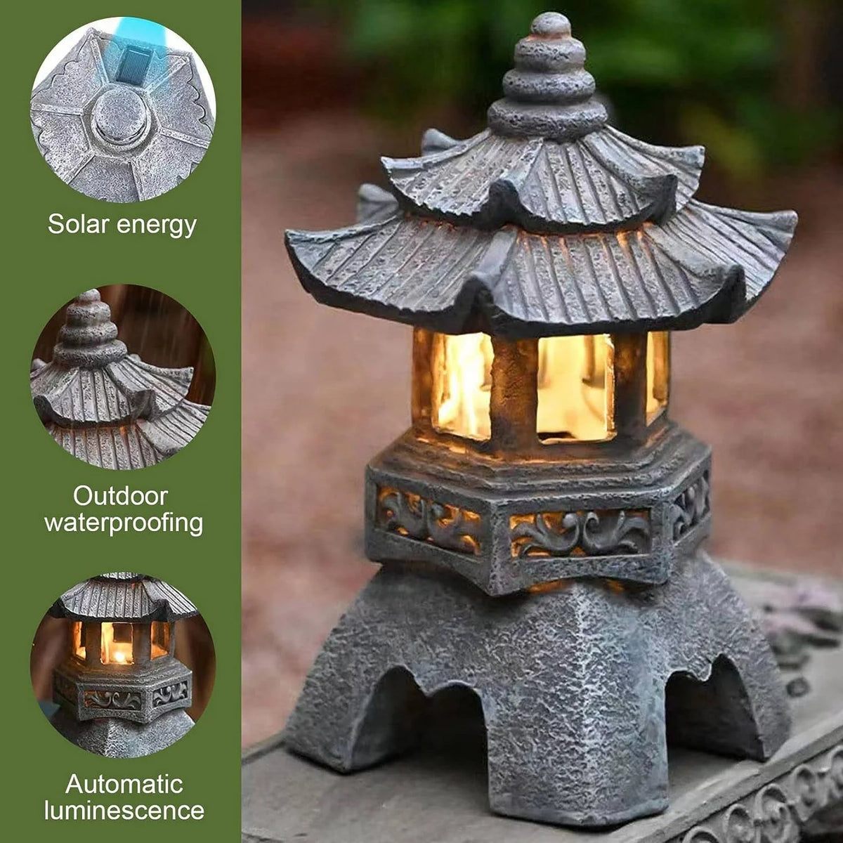 Japanese Solar Pagoda Lantern – Outdoor Garden LED Light