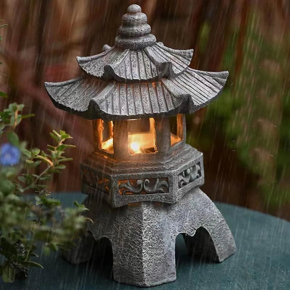 Japanese Solar Pagoda Lantern – Outdoor Garden LED Light