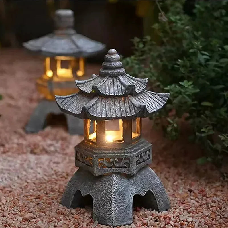 Japanese Solar Pagoda Lantern – Outdoor Garden LED Light